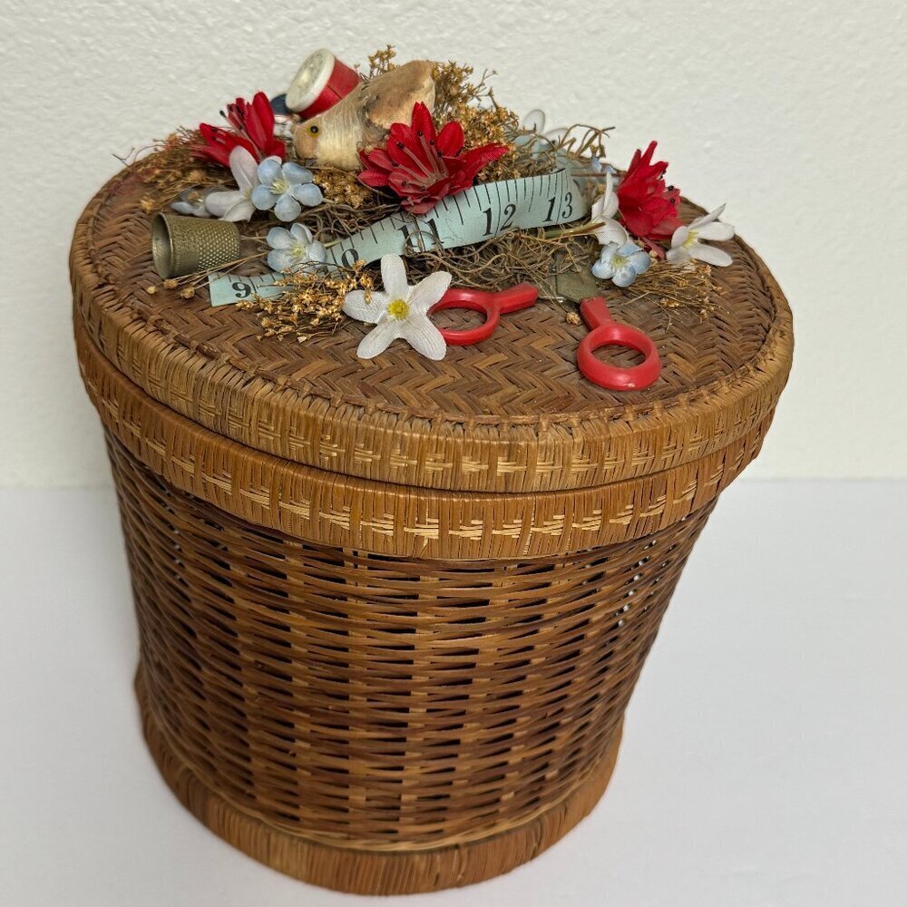 Vintage Basket Storage Sewing